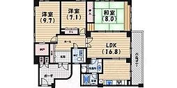 白鷹松下町マンション 3LDKの間取図画像
