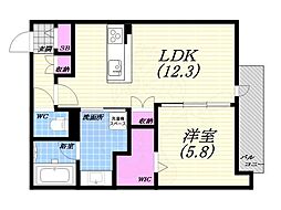 (仮称)西宮市甲子園浦風町へーベルメゾン 1LDKの間取図画像