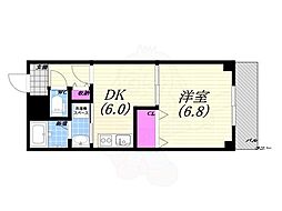 セレナ東甲子園 1DKの間取図画像