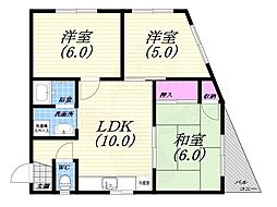 タイガースマンション 3LDKの間取図画像