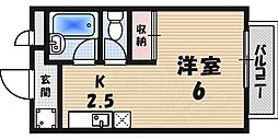 エメロード西宮 1Kの間取図画像