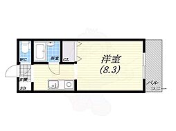 レジェンダリー甲子園 1Kの間取図画像