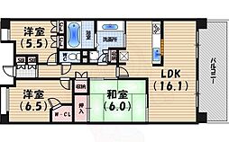 甲子園六石町ハイツ 2SLDKの間取図画像