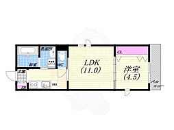 plaisir荒戎 1LDKの間取図画像