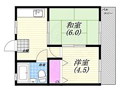 ロイヤルハイツ21 2Kの間取図画像