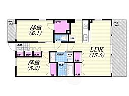 キャッスルプラザ西宮 2LDKの間取図画像