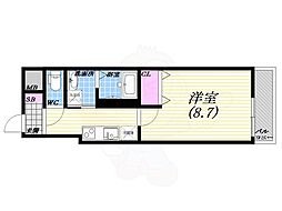 フシパレス西宮戎1番館 1Kの間取図画像