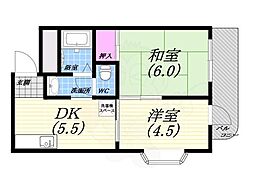 ローズハイツウエダ 2DKの間取図画像