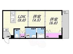 ハイツワカタケ 2LDKの間取図画像