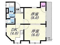 フルヤマンション 2DKの間取図画像