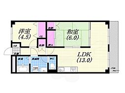 レジデンス芦屋 2LDKの間取図画像