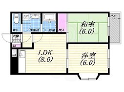 イーストプラザ1 2LDKの間取図画像