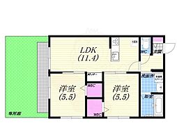 カサ甲子園 2LDKの間取図画像