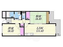 アンルーヴ 2LDKの間取図画像
