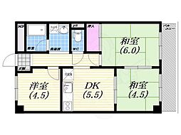 コーポ大社 3DKの間取図画像