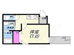 フジパレス鳴尾5番館 1Kの間取図画像