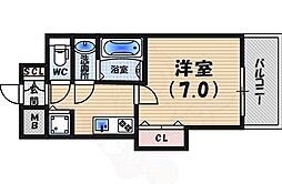 LUXE芦屋南 1Kの間取図画像