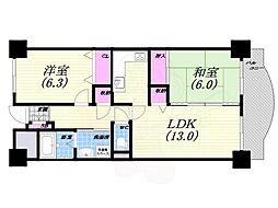 ロイヤルハイム里中 2LDKの間取図画像
