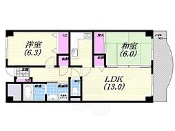 ロイヤルハイム里中 2LDKの間取図画像