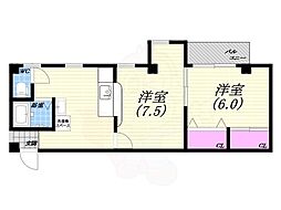 ジュネス西宮 2DKの間取図画像