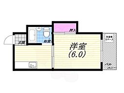 リバーハイツ 1DKの間取図画像