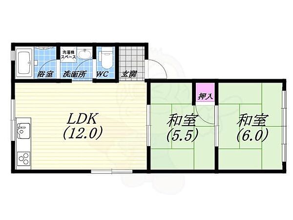 マンションアラスカ ｜兵庫県西宮市寿町(賃貸マンション2LDK・1階・50.00㎡)の写真 その2