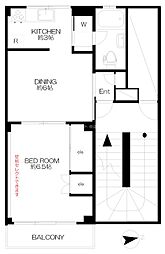 西荻北ホープハウス 2階1DKの間取り