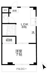 ドエルヤマザキ 2階1LDKの間取り