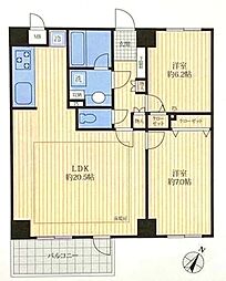 クレッセント中目黒 2LDKの間取図画像