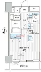 エトワール飯田橋 2階1Kの間取り