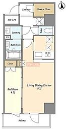 JR総武本線 馬喰町駅 徒歩5分の賃貸マンション 6階1LDKの間取り