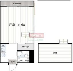 エスポワール根津 2階ワンルームの間取り