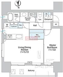 東京メトロ千代田線 湯島駅 徒歩7分の賃貸マンション 5階1LDKの間取り