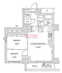 東京メトロ有楽町線 護国寺駅 徒歩6分の賃貸マンション 10階2LDKの間取り