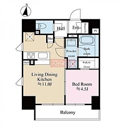 東京メトロ丸ノ内線 本郷三丁目駅 徒歩4分の賃貸マンション 4階1LDKの間取り