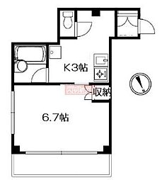 ベルフォレスト 2階1Kの間取り