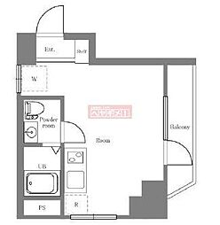 日興パレス三番町 6階ワンルームの間取り