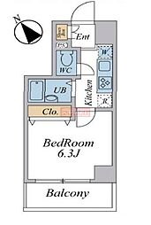 ステージファースト白山 11階1Kの間取り