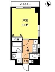 ヴァンクール 4階1Kの間取り