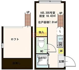 東京メトロ南北線 本駒込駅 徒歩8分の賃貸アパート 1階ワンルームの間取り