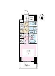 テラス文京本郷 1Kの間取図画像