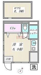 千石ハイム ワンルームの間取図画像
