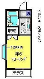 パペチェル横浜 1階1Kの間取り