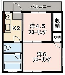 グリーンコーポA 2Kの間取図画像