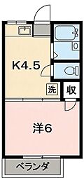 ハイネス小林A 1Kの間取図画像