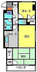 トリムパークマンション 5階3DKの間取り