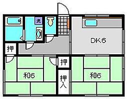 ハイツ横田 2階2DKの間取り