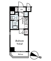 ラ・エテルノ ヨコハマ カンナイ 9階1Kの間取り