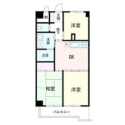 LAZ港南台（ラズ　コウナンダイ） 3階3DKの間取り