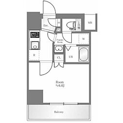 ラフィスタ横浜阪東橋I（ラフィスタヨコハマバンドウバシイチ） 11階1Kの間取り